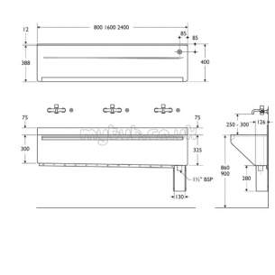 Armitage Shanks Commercial Sanitaryware -  Armitage Shanks Firth S2851my 800mm Left Hand O/let Waste Ss