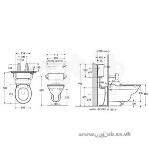 Armitage Shanks Commercial Sanitaryware -  Armitage Shanks Contour 21 W/h Pan White 70 Proj S305101