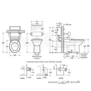 Armitage Shanks Commercial Sanitaryware -  Armitage Shanks Contour 21 Btw Pan 46cm Hi White 70 Proj S305501