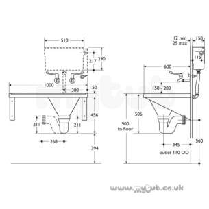 Armitage Shanks Commercial Sanitaryware -  Armitage Shanks Stirling S6510 Bi Right Hand Slop Hopper Ss