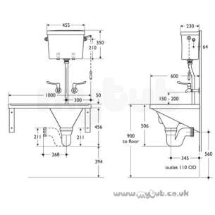 Armitage Shanks Commercial Sanitaryware -  Armitage Shanks Stirling Slopper 100x60 Pol S/s Ti Rh