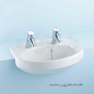 Armitage Vanity Basins -  Armitage Shanks Profile S2442 500mm Two Tap Holes Vanity Basin Wh S244201