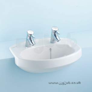 Armitage Vanity Basins -  Armitage Shanks Profile S2442 500mm Two Tap Holes Vanity Basin Wh