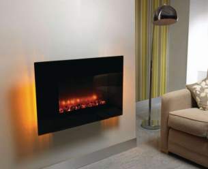 Be Modern Fires Gas and Electric -  36 Inch Arizona Wall Mounted Fire Black Glas