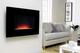 Be Modern Fires Gas and Electric -  Bm Dante Wall Mount Fire -flat Blk Glass