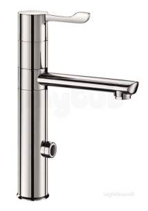 Delabie Brassware -  Delabie Elect Battery-op Mixer High Swivel Spout H165 L160mm 15mm