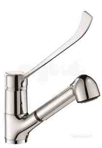 Delabie Brassware -  Delabie Mech Sink Mixer Swivel Spout/ret Spray H105mm Hygiene Lever