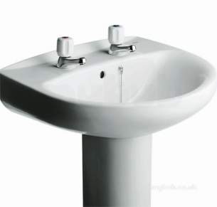 Roca Sanitaryware -  Roca Laura 520 Basin Two Tap Holes White 328398000