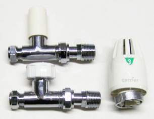 Pegler TRVs -  Terrier Straight Temperature Relief Valve And Lockshield Pack 8/10mmx0.5 Inch