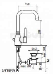 Delabie Basin Mixers -  Delabie Basin Mixer With Swivel Spout H200 L150mm With Waste