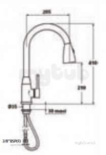 Delabie Brassware -  Delabie Mechanical Mixer Swivel Spout H210 L190mm Retractable Spray