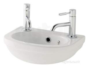 Dura Cloakroom Basin 450mm Two Tap Holes Inc Fixings White 26.0012