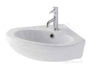 Eastbrook Sanitary Ware -  Dura Corner Basin 460mm One Tap Hole Inc Fixings White 26.0013