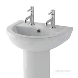 Eastbrook Sanitary Ware -  Dura Basin 500mm Two Tap Holes Inc Fixings White 26.0025