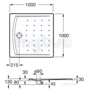 Roca Shower Trays -  Hall 1000 X 1000mm Acry Shower Tray Wht