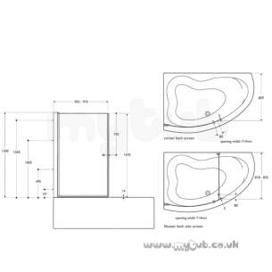 Ideal Standard Create Acrylic Baths -  Ideal Standard Create L9125 Corner Bath Screen