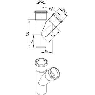 Blucher Europipe Range -  Blucher 45 Deg Branch-50mm 838.050.050 S