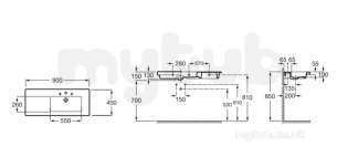 Roca Furniture and Vanity Basins -  Roca Prisma 900mm Right Hand Basin White