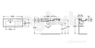 Roca Furniture and Vanity Basins -  Roca Prisma 900mm Left Hand Basin White