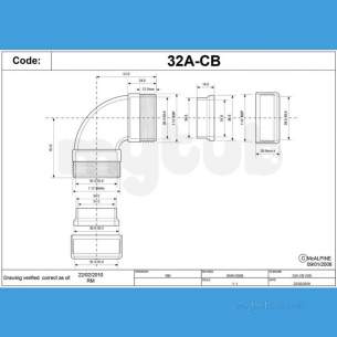 Mcalpine Metalic Traps and Waste -  32mm Compression Bend 90 Degree Chrome Plated 32a-cb