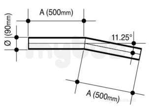 Wavin Blue and Black Large Bore Pipe -  Jet Pe-100 Bend 11.5deg Bk 90 11 P/e 33091511