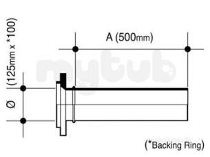 Wavin Blue and Black Large Bore Pipe -  Jet Pe-100 Pup Flange Galv Bk 125x100 11 33121300