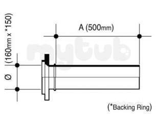 Wavin Blue and Black Large Bore Pipe -  Jet Pe-100 Pup Flange Galv Bk 160x150 11 33161300