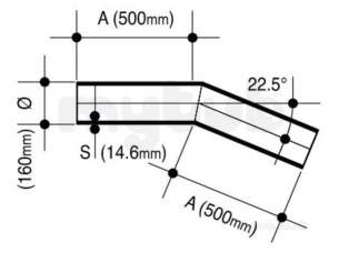 Wavin Blue and Black Large Bore Pipe -  Jet Pe-100 Bend 22deg Bk 160 11 P/e 33161521