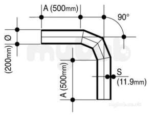 Wavin Blue and Black Large Bore Pipe -  Jet Pe-100 Bend 90 Degree Bk 200 17 P/e 33207591