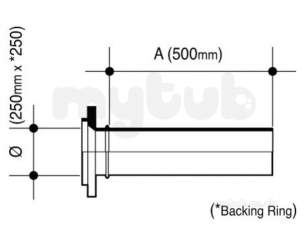 Wavin Blue and Black Large Bore Pipe -  Jet Pe-100 Pup Flange Galv Bk 250 11 33251300