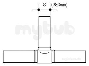 Wavin Blue and Black Large Bore Pipe -  Jet Pe-100 Tee 90 Degree Bk 280 11 P/e 33281700