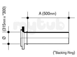 Wavin Blue and Black Large Bore Pipe -  Jet Pe-100 Pup Flange Galv Bk 315x300 11 33311300