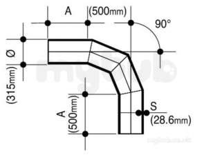 Wavin Blue and Black Large Bore Pipe -  Jet Pe-100 Bend 90 Degree Bk 315 11 P/e 33311591