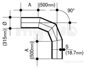 Wavin Blue and Black Large Bore Pipe -  Jet Pe-100 Bend 90 Degree Bk 315 17 P/e 33317591