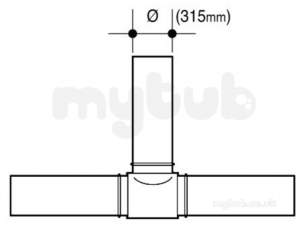 Wavin Blue and Black Large Bore Pipe -  Jet Pe-100 Tee 90 Degree Bk 315 17 P/e 33317700