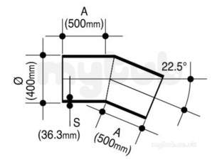 Wavin Blue and Black Large Bore Pipe -  Jet Pe-100 Bend 22deg Bk 400 11 P/e 33401521