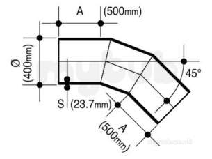 Wavin Blue and Black Large Bore Pipe -  Jet Pe-100 Bend 45deg Bk 400 17 P/e 33407541