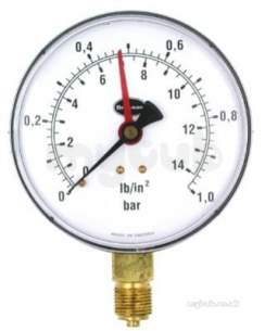 Brannan Thermometers -  Brannan 100mm Press Gauge 0-1bar 34/651