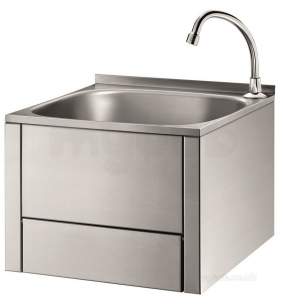 Delabie Washbasins and Sinks -  Delabie Sxs Hand Wash Wall Mtd Right Tap Hole 22 304 St Steel Satin