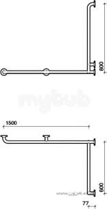 Twyfords Commercial Sanitaryware -  Avalon Av4907 1500mm Left Hand Corner Supp Rail Wh Av4907