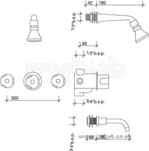 Twyfords Contemporary Brassware -  Logics Lg5740 P/mntd Bath/shower Mixer Chrome Plated Lg5740cp