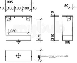 Twyfords Commercial Sanitaryware -  Pneumatic Cistern Cx9505 Ssio Chrome Plated Pb Cx9505xx
