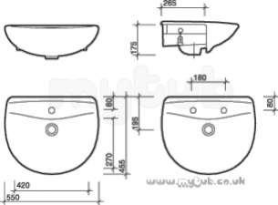 Twyfords Luxury -  Entice En4621 One Tap Hole Semi-recessed Basin Wh Special En4621wh