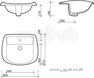 Twyford Envy -  Envy Nv4511 600mm One Tap Hole Vanity Basin Wh Obsolete Nv4511wh