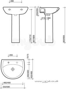 Twyford View Total Install -  View Ti Vw4222 550mm Two Tap Holes Basin White Vw4222wh