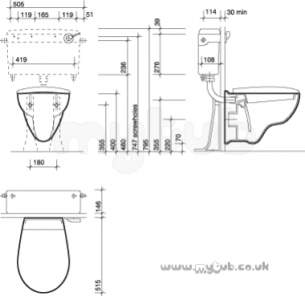 Twyford Mid Market Ware -  New Galerie Gn1738 Wall Hung Pan Wh Gn1738wh