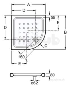 Roca Shower Trays -  Easy 900x900 Crmc Quad Shower Tray White