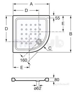 Roca Shower Trays -  Easy 800x800 Crmc Quad Shower Tray White
