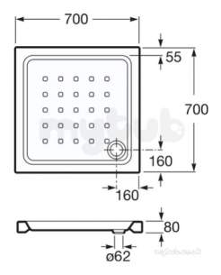 Roca Shower Trays -  Easy 700 X 700mm Crmc Shower Tray White