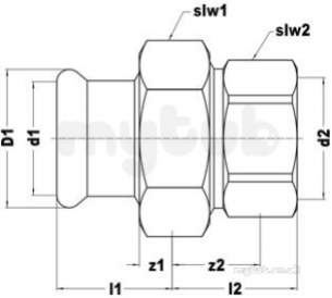 Xpress Copper and Solar Fittings -  Xpress Cu S69f Fi Str Union Conn 12x1/2